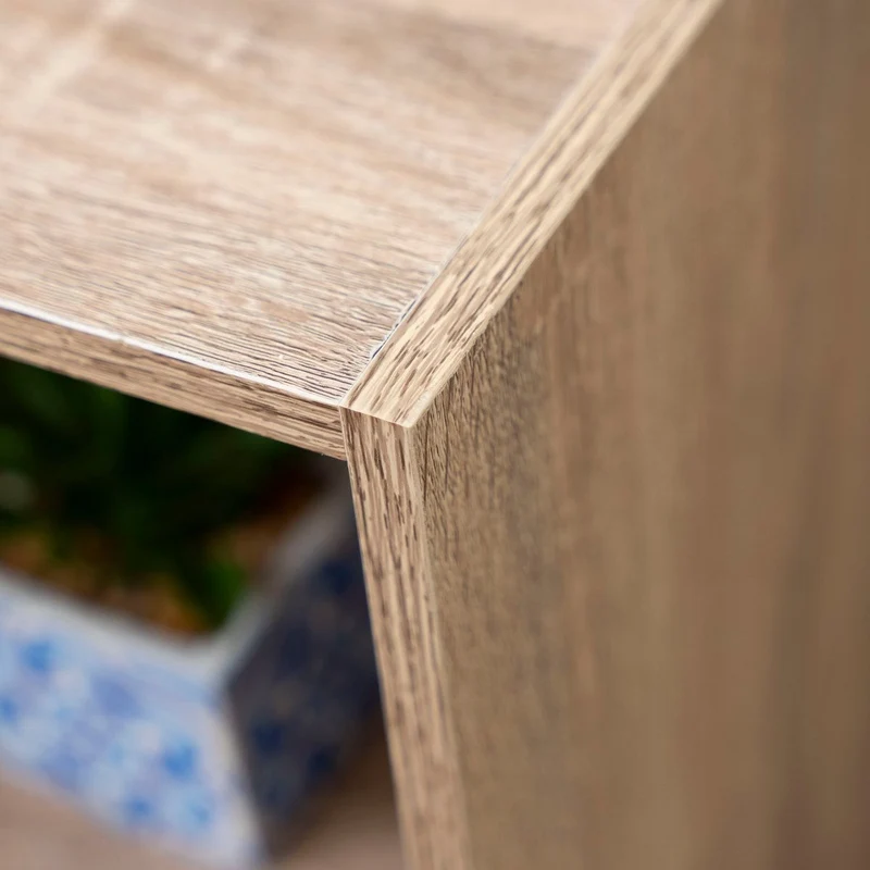 Estantería Cubo con 3 baldas de madera laminada color roble de 80x30x24 cm