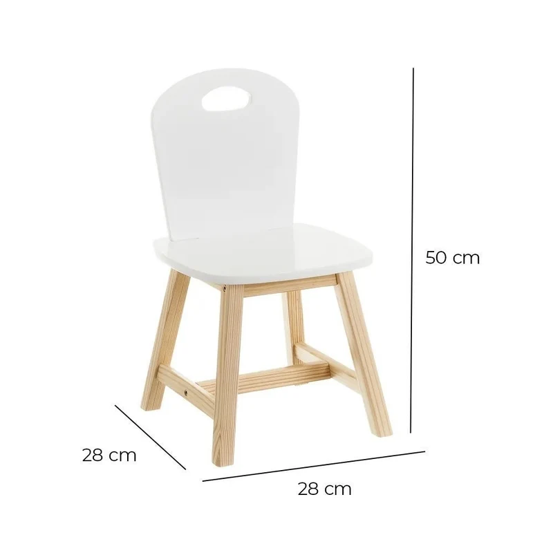 Silla infantil diseño nórdico en madera de pino blanca de 28x28x50 cm