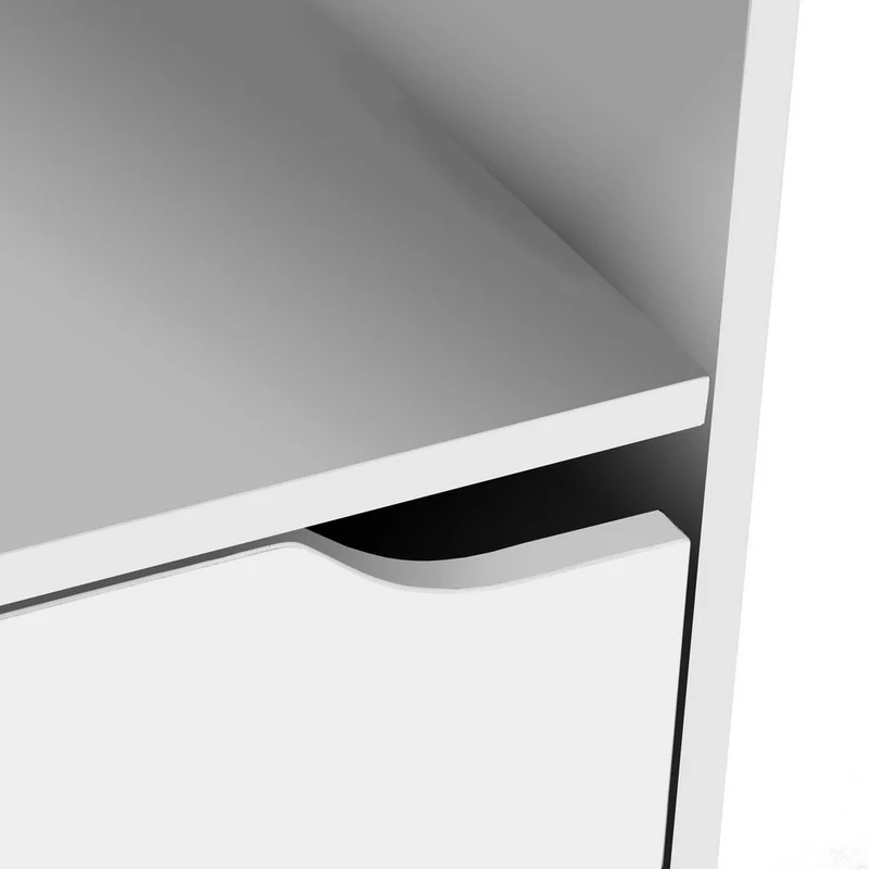 2 mesitas de noche Cubo de laminado blanco liso con 1 puerta de 60x30x29 cm