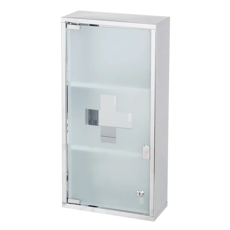 Botiquín de 3 estantes de acero inoxidable con cerradura de 30x12x60 cm