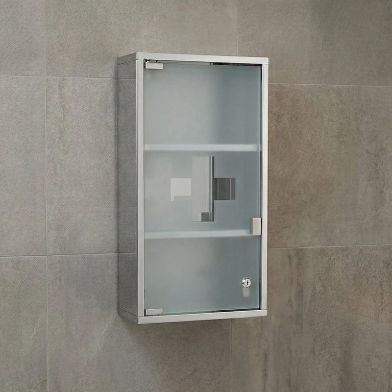 Botiquín de 3 estantes de acero inoxidable con cerradura de 30x12x60 cm