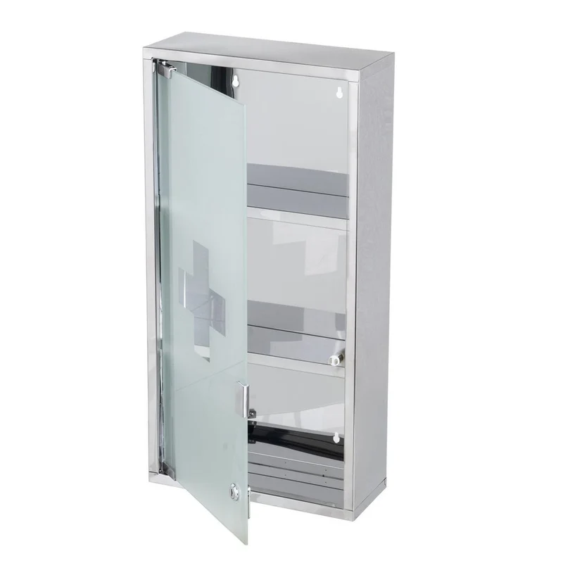 Botiquín de 3 estantes de acero inoxidable con cerradura de 30x12x60 cm