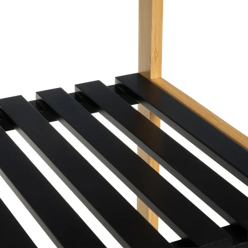 Estantería de bambú y tablero lacado negro con 3 baldas, de 34x33x80 cm