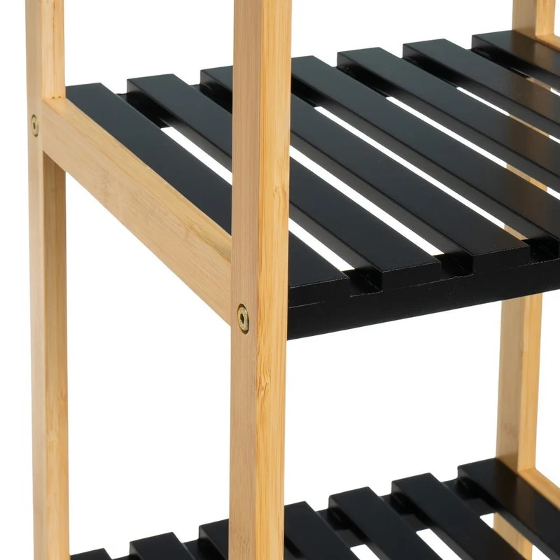 Estantería de bambú y tablero lacado negro con 3 baldas, de 34x33x80 cm