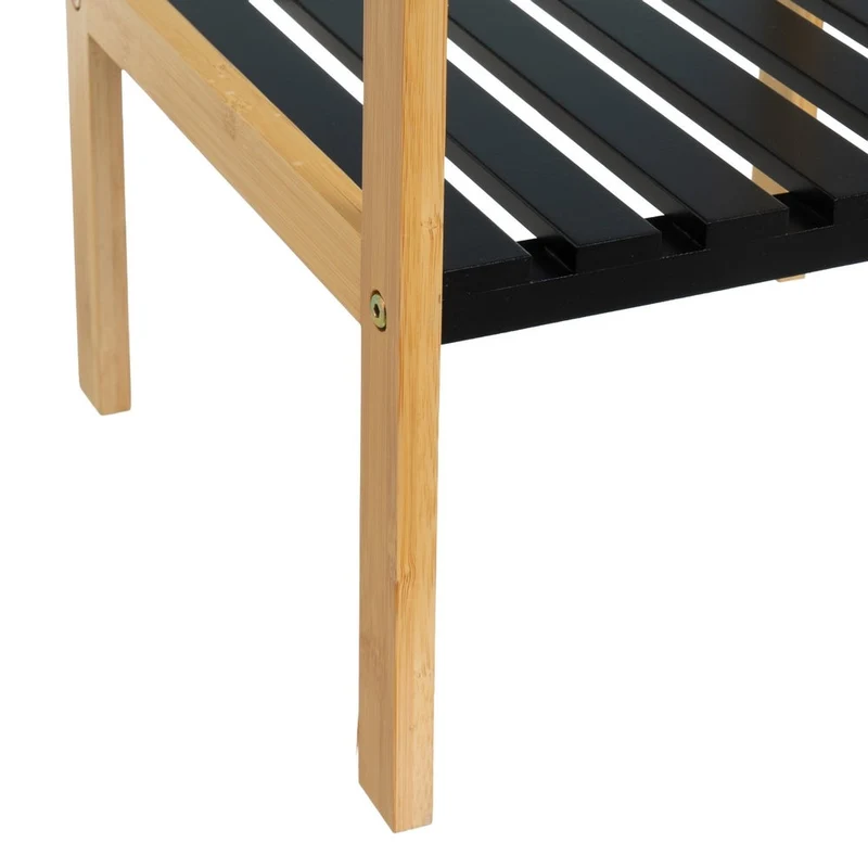 Estantería de bambú y tablero lacado negro con 3 baldas, de 34x33x80 cm