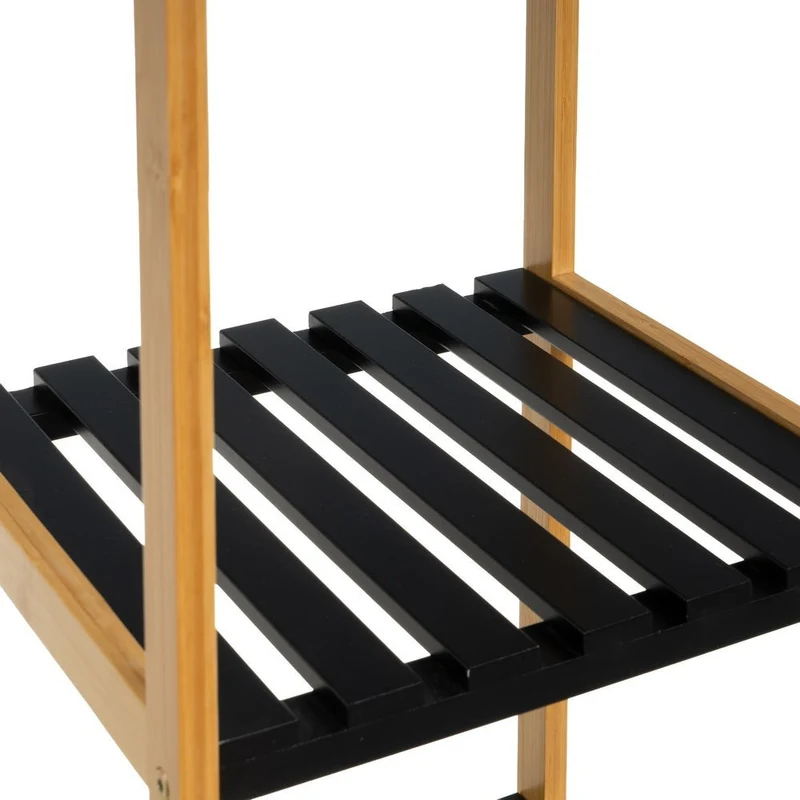 Estantería de bambú y tablero lacado negro con 4 baldas, de 34x33x110 cm