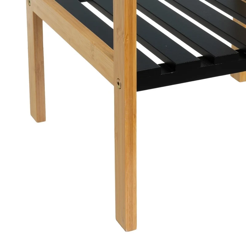 Estantería de bambú y tablero lacado negro con 4 baldas, de 34x33x110 cm