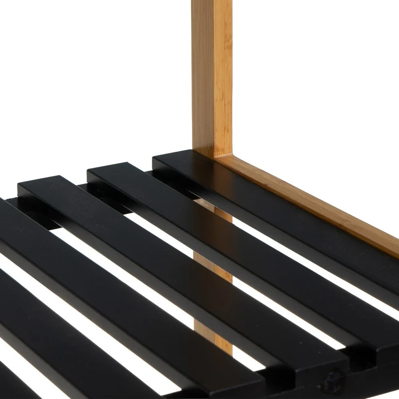 Estantería de bambú y tablero lacado negro con 5 baldas de 34x33x140 cm