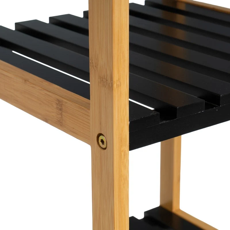 Estantería de bambú y tablero lacado negro con 5 baldas de 34x33x140 cm