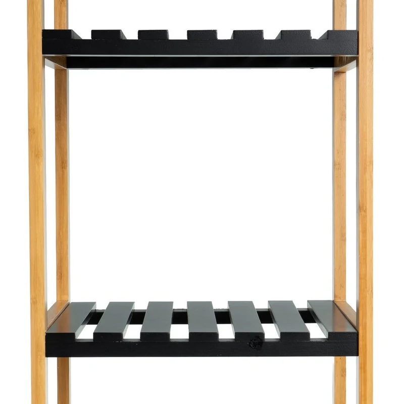 Estantería de bambú y tablero lacado negro con 5 baldas de 34x33x140 cm