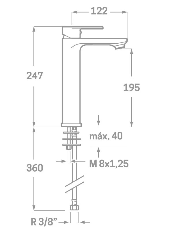 Legend Grifo Alto de Baño Monomando de Fácil Instalación | Grifo de Lavabo Alto para Baño Con Mezclador | Cromo y Negro Mate | Cromo
