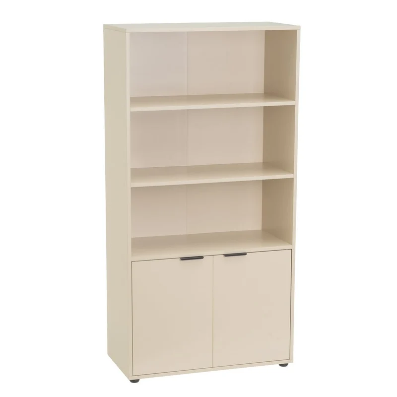 Estantería Mei con 2 puertas beige de 59x29x119 cm en tablero laminado hpl