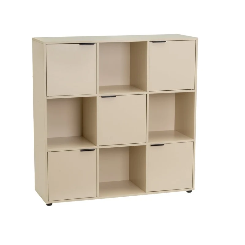 Estantería Mei con 5 puertas beige de 89x29x90 cm en tablero laminado hpl