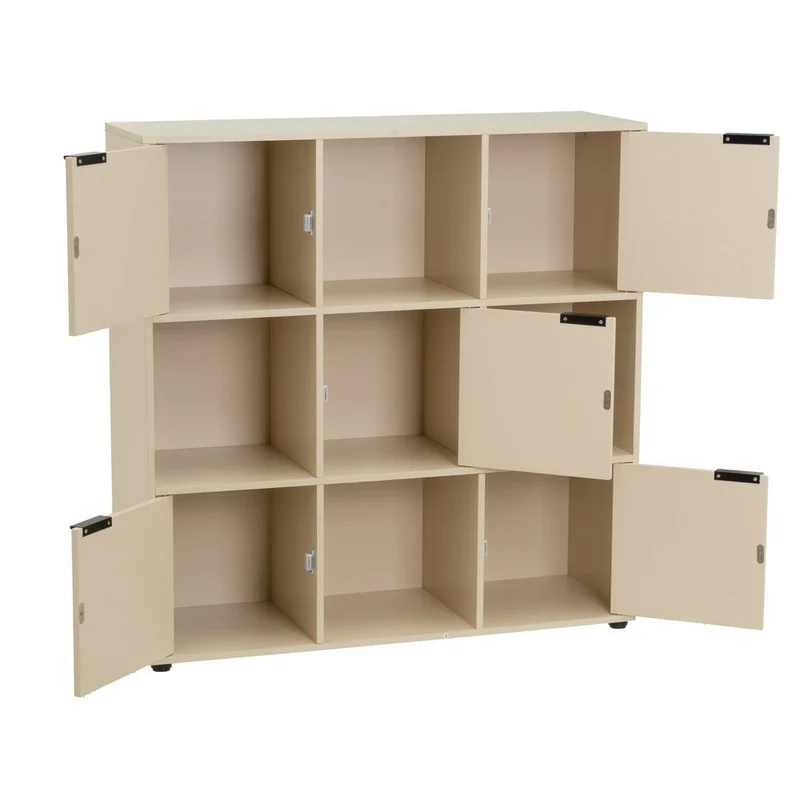 Estantería Mei con 5 puertas beige de 89x29x90 cm en tablero laminado hpl