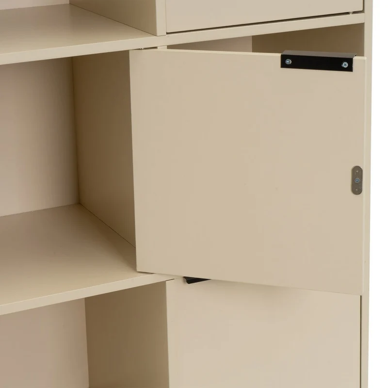 Estantería Mei con 5 puertas beige de 89x29x90 cm en tablero laminado hpl