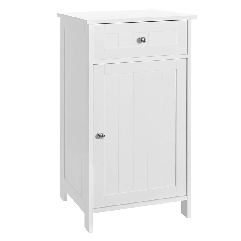 Mueble auxiliar blanco de tablero lacado y 1 cajón de 43x34x77 cm