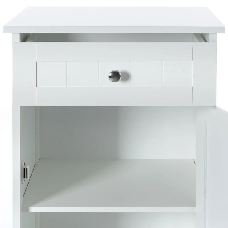 Mueble auxiliar blanco de tablero lacado y 1 cajón de 43x34x77 cm