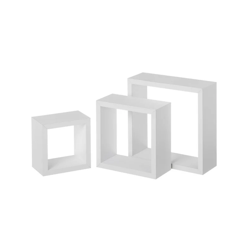 Set de 3 estantes de pared cuadrados blancos de 25x25, 20x20 y 15x15 cm