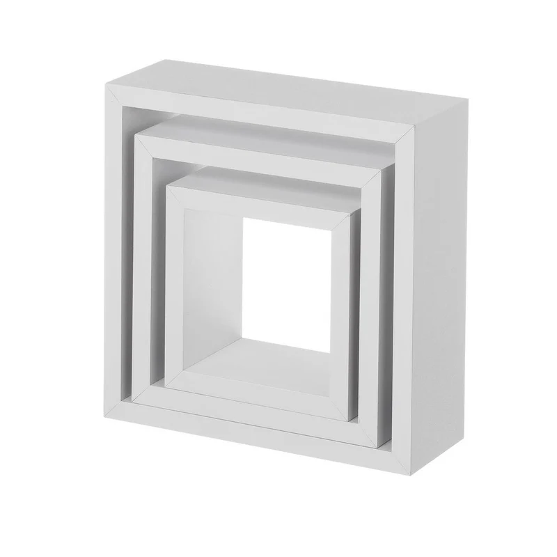 Set de 3 estantes de pared cuadrados blancos de 25x25, 20x20 y 15x15 cm
