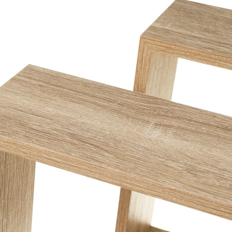 Set de 3 estantes de pared cuadrados roble claro de 30x30, 27x27 y 24x24 cm