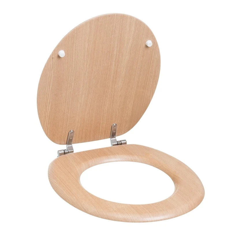 Tapa de WC resistente con acabado de PVC y madera de bambú de 42x34 cm.