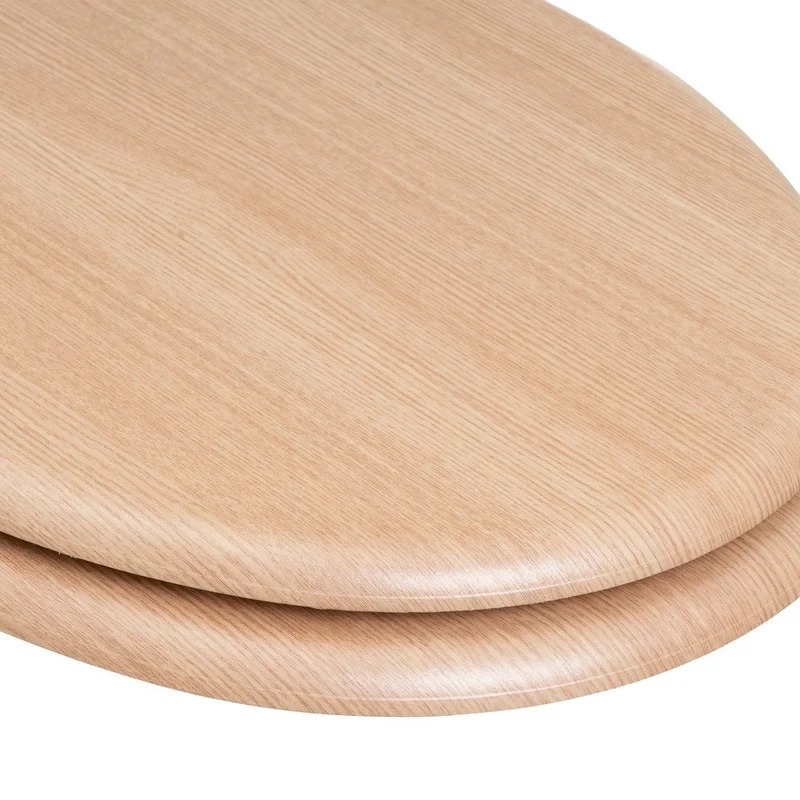 Tapa de WC resistente con acabado de PVC y madera de bambú de 42x34 cm.