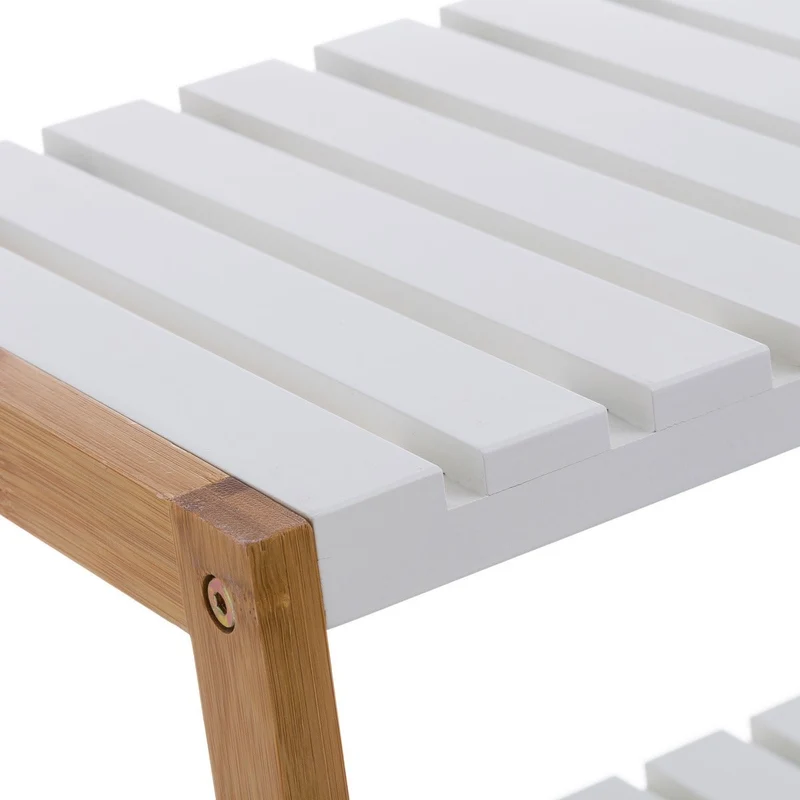 Estantería zapatero de bambú con 3 estantes laminados blancos 70x26x59 cm