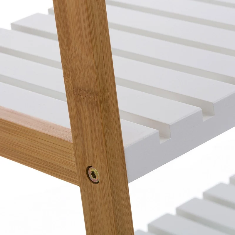 Estantería zapatero de bambú con 3 estantes laminados blancos 70x26x59 cm