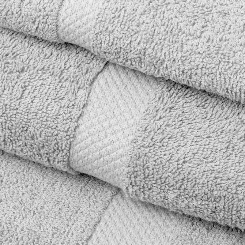 Juego de 12 toallas de mano gris claro 100% algodón rizo 100x50 cm