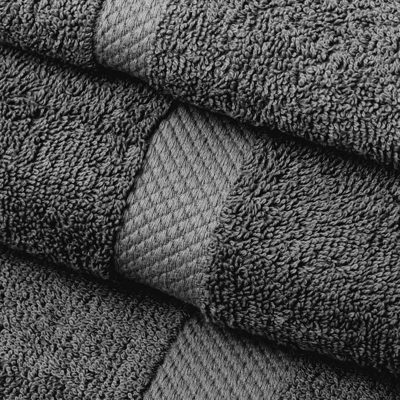 Juego de 12 toallas mano gris oscuro 100% algodón rizo de 100x50 cm