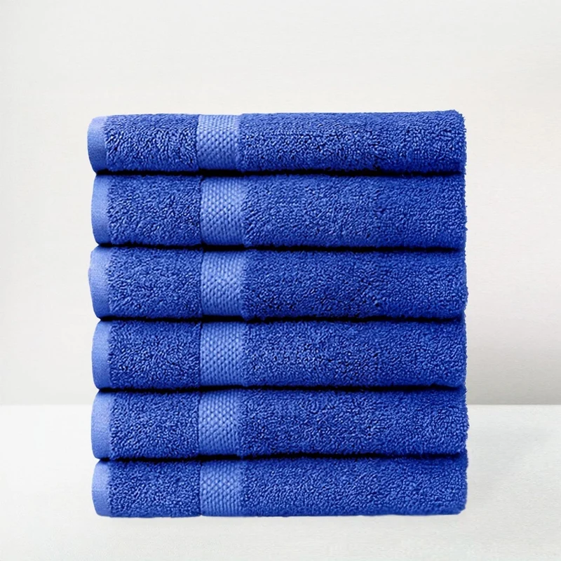 Juego de 6 toallas ducha grandes azul oscuro 100% algodón de 150x100 cm