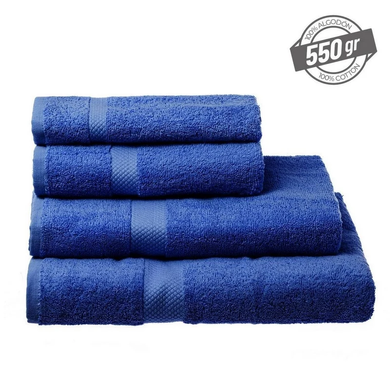 Juego de 6 toallas ducha grandes azul oscuro 100% algodón de 150x100 cm