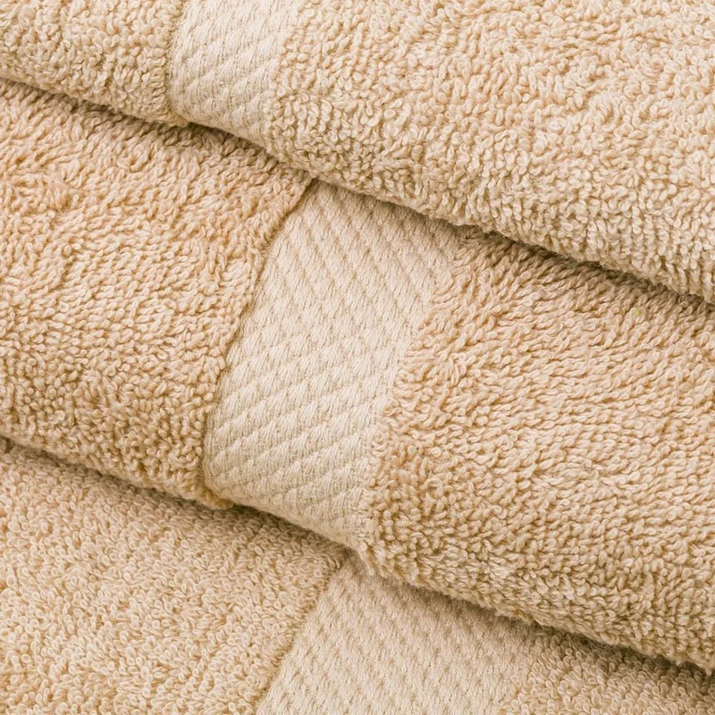 Juego de 6 toallas de ducha grandes beige 100% algodón rizo 150x100 cm