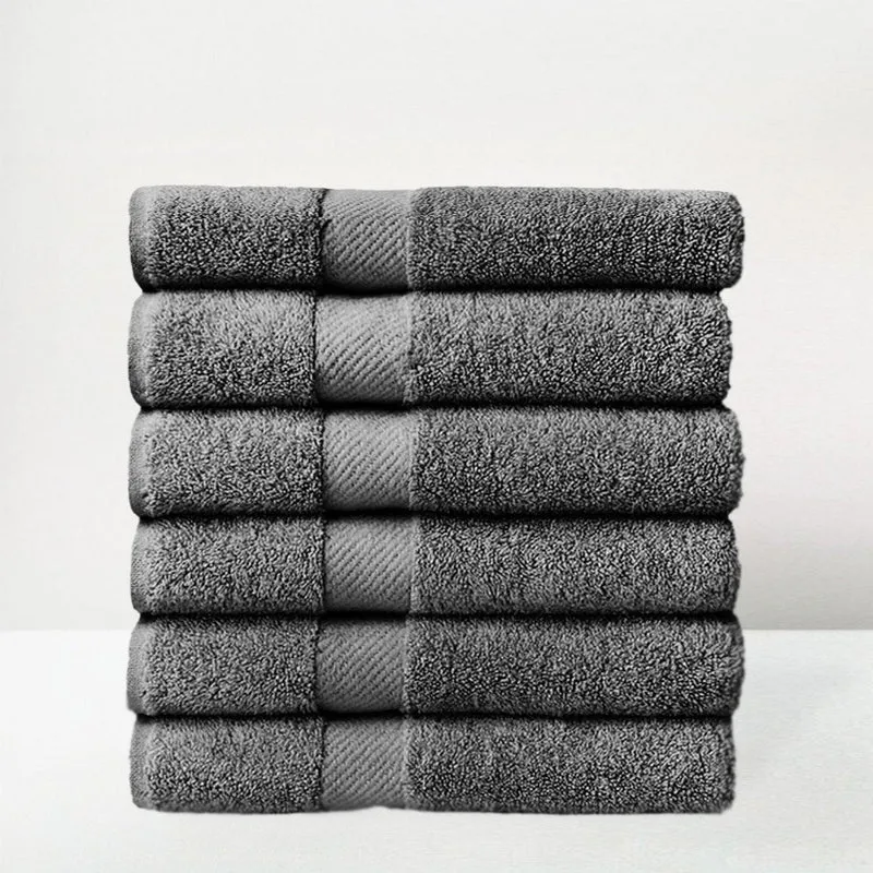 Juego de 6 toallas ducha grandes gris oscuro 100% algodón de 150x100 cm