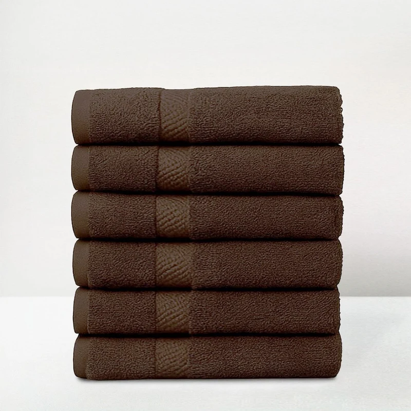 Juego de 6 toallas ducha grandes chocolate 100% algodón de 150x100 cm