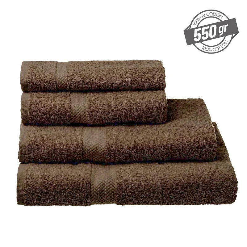 Juego de 6 toallas ducha grandes chocolate 100% algodón de 150x100 cm