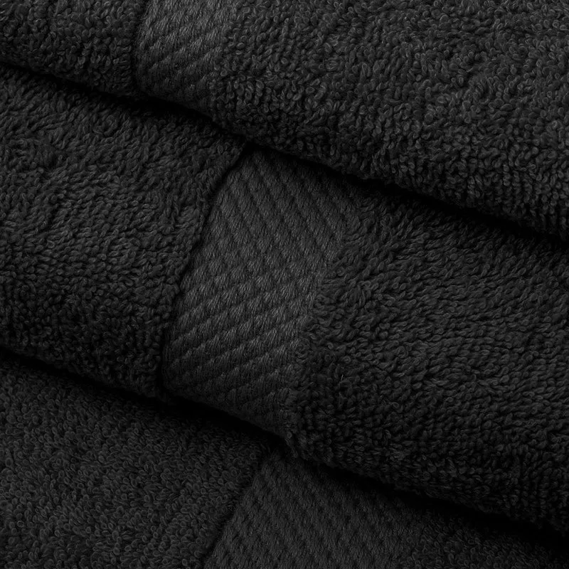 Juego de 6 toallas de ducha grandes negro 100% algodón rizo 150x100 cm