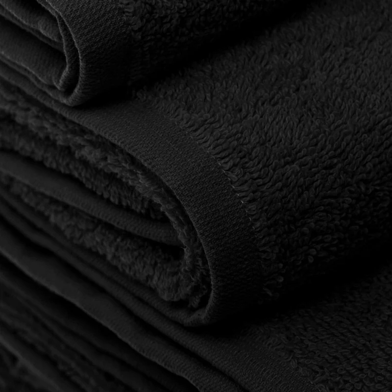 Juego de 6 toallas de ducha grandes negro 100% algodón rizo 150x100 cm