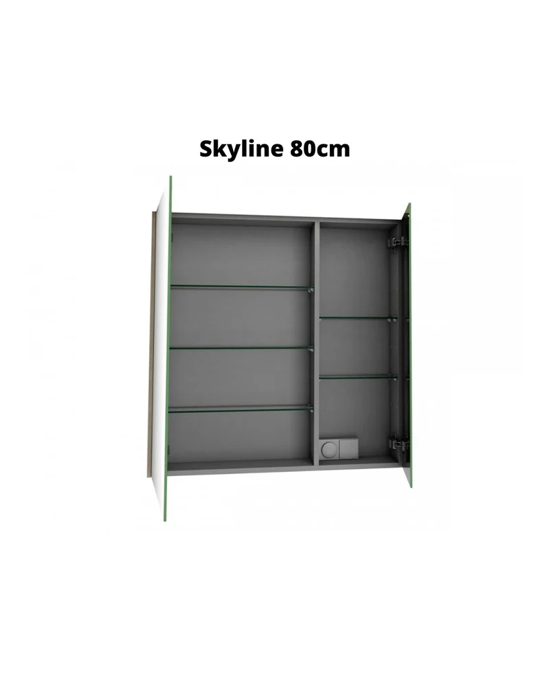 Skyline Camerino de Baño con Espejo | Camerino de Baño con Espejo y estantes de cristal | Camerino de Baño 60-80-100-120cm. | Gris intenso mate