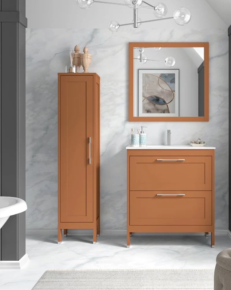 Toscana Columna de Baño a Suelo 1 Puerta | Armario Alto Baño con Patas 160x35,7x32,5cm | Sunset Mate
