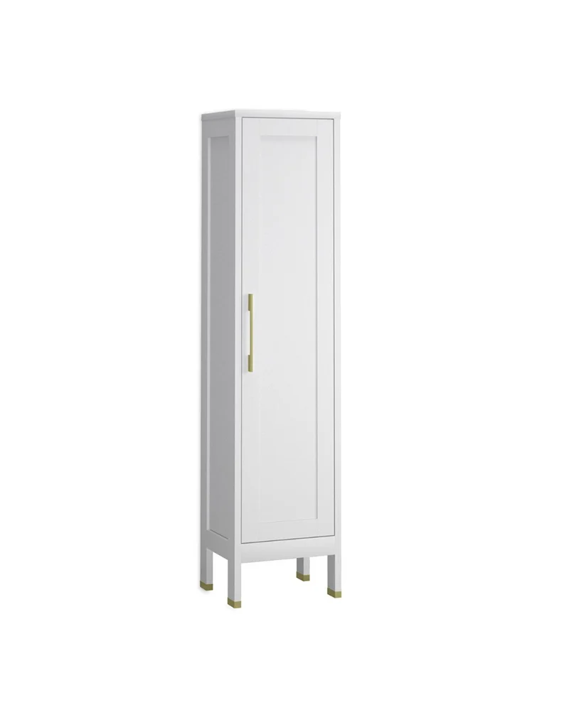 Toscana Columna de Baño a Suelo 1 Puerta | Armario Alto Baño con Patas 160x35,7x32,5cm | Blanco Mate