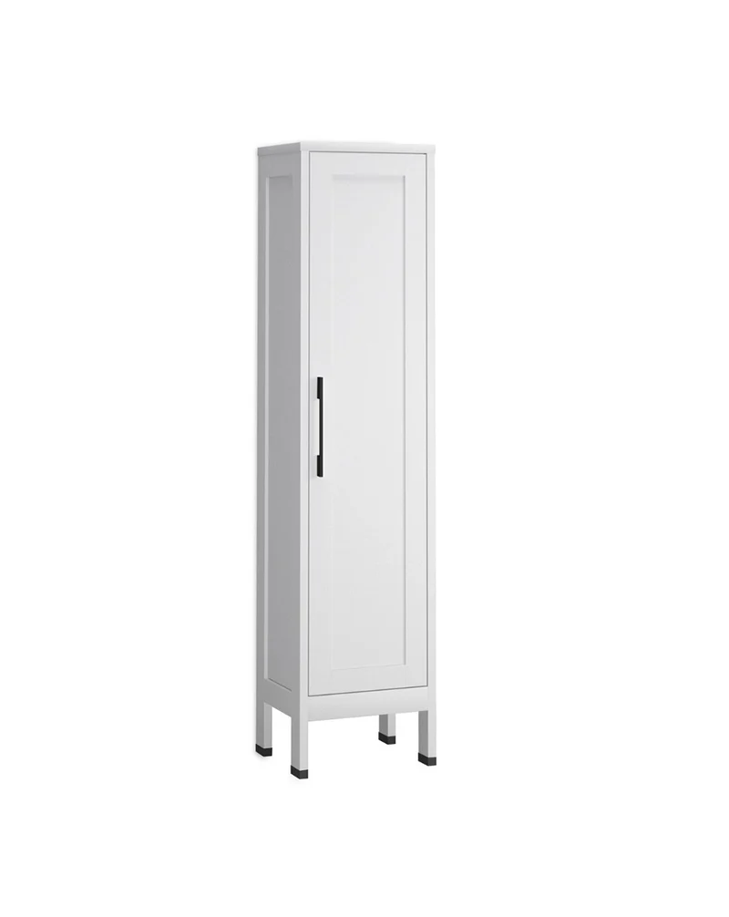 Toscana Columna de Baño a Suelo 1 Puerta | Armario Alto Baño con Patas 160x35,7x32,5cm | Blanco Mate