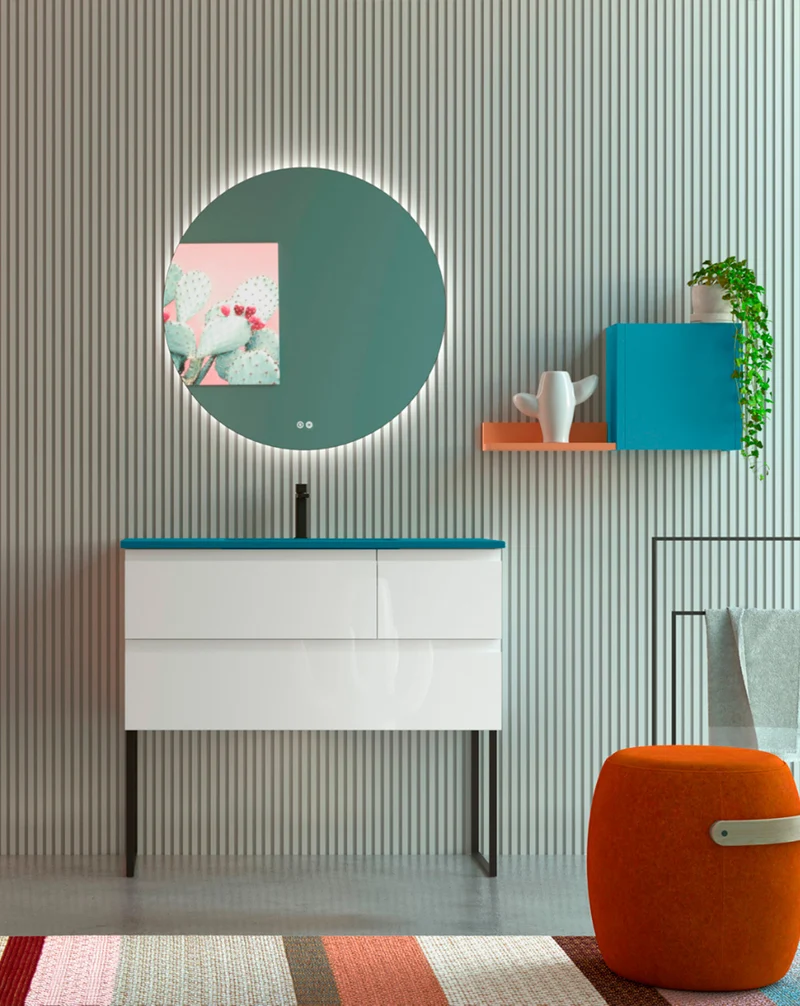 Joker Mueble Auxiliar de Baño Suspendido Cuadrado 1 Puerta con Cierre Amortiguado| Armario Baño Colgante | 35x34,9x17 | Island Mate