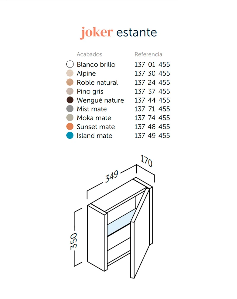 Joker Mueble Auxiliar de Baño Suspendido Cuadrado 1 Puerta con Cierre Amortiguado| Armario Baño Colgante | 35x34,9x17 | Moka