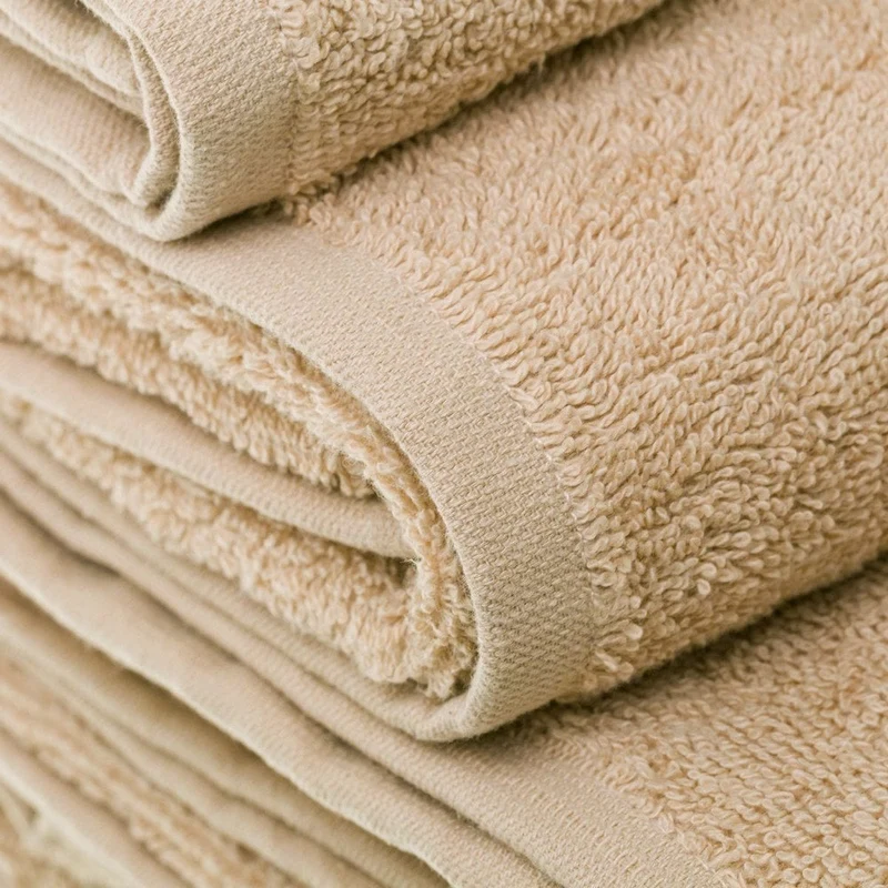 Juego de 8 toallas de ducha color beige 100% algodón rizo de 140x70 cm