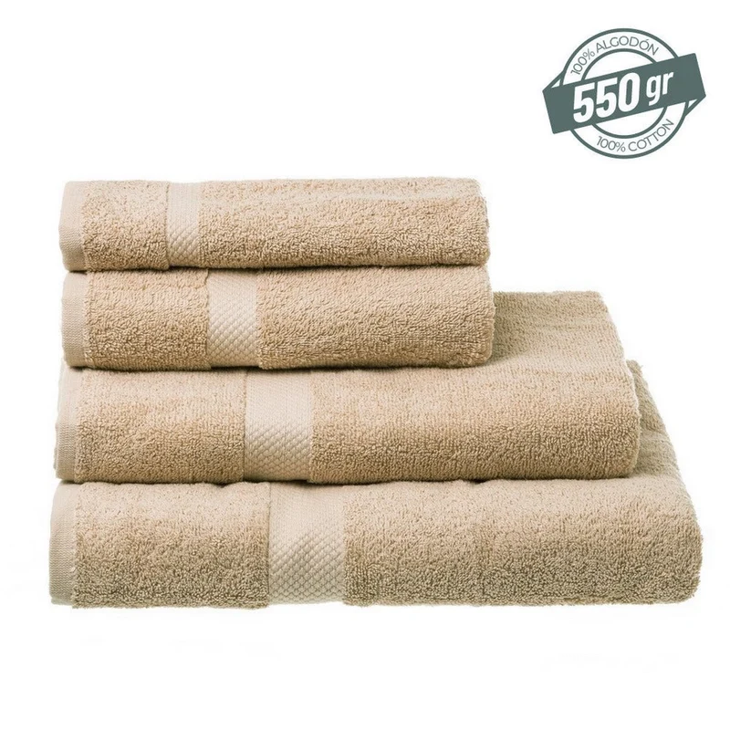Juego de 8 toallas de ducha color beige 100% algodón rizo de 140x70 cm