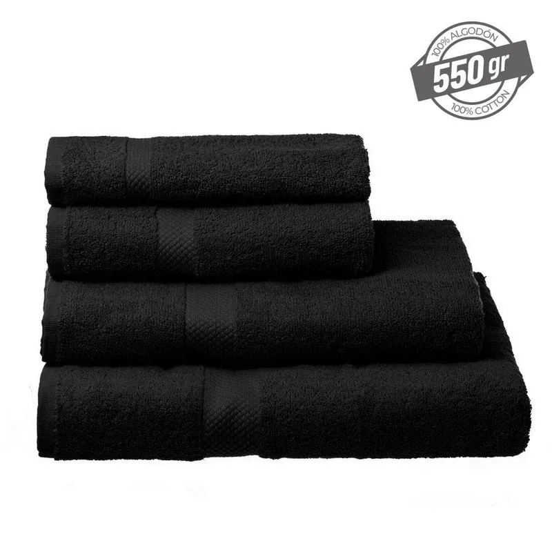 Juego de 8 toallas de baño color negro 100% algodón rizo de 140x70 cm