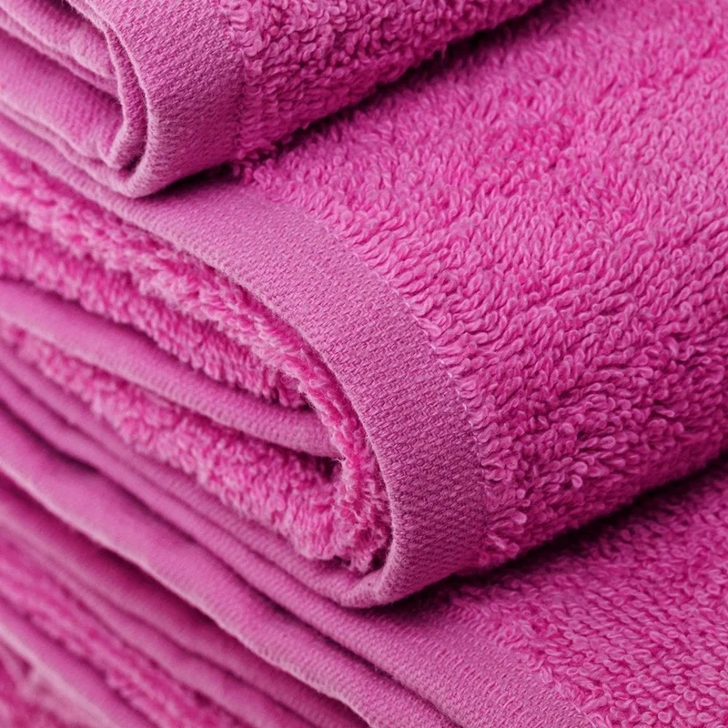 Juego de 8 toallas de ducha color fucsia 100% algodón rizo de 140x70 cm