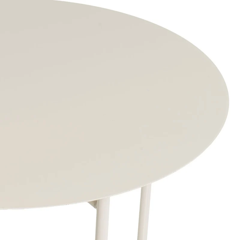 Mesa auxiliar redonda de tubo metálico beige de 40x40x45 cm