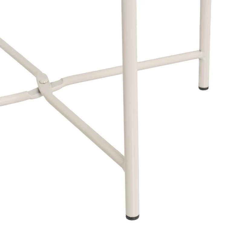Mesa auxiliar redonda de tubo metálico beige de 40x40x45 cm